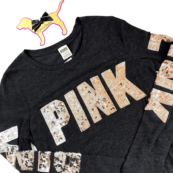 •Victoria’s Secret PINK• Bling ombré football Tee - Picture 2 of 4